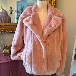 Pink Faux Fur Jacket,S